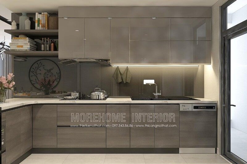 Thiết kế nội thất tủ bếp chung cư Discovery Complex tại Hà Nội đẹp và ấn tượng