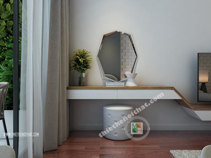 Mẫu gương trang trí lục giác tạo điểm nhấn nổi bật cho căn phòng của gia chủ