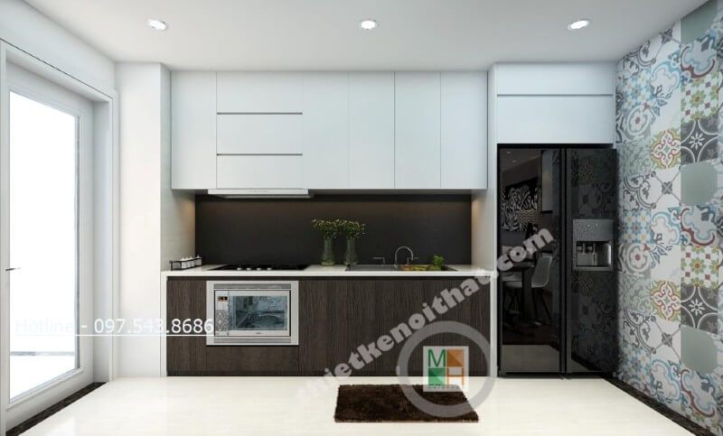Với những căn hộ có diện tích nhỏ như chung cư thì tủ bếp chữ i được coi là giải pháp vô cùng tuyệt vời