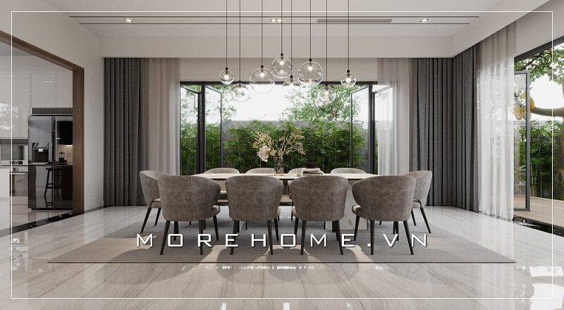 Bạn sẽ phải choáng ngợp với mẫu bàn ăn gỗ cao cấp tạo điểm nhấn nổi bật cho không gian căn nhà