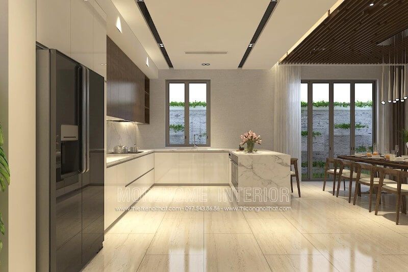 Thiết kế phòng bếp đẹp, tiện nghi với mẫu tủ bếp  ấn tượng