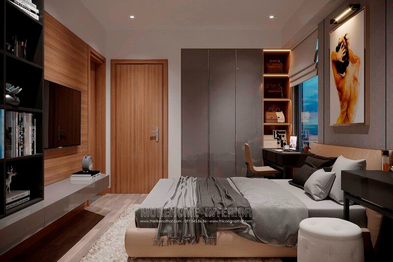 Thiết kế nội thất phòng ngủ vợ chồng phong cách hiện đại, tiện nghi
