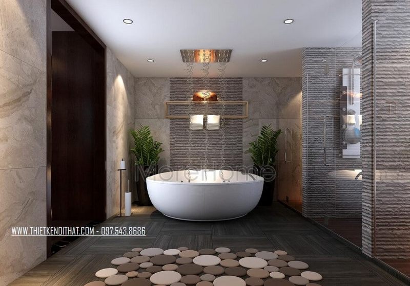 Mẫu đá lát sàn cao cấp sang trọng cho phòng tắm nhà phốbiệt thự