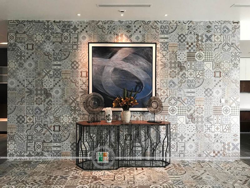 Thi công sảnh biệt thự hiện đại với mẫu gạch lát nền - gạch ốp tường mosaic mới nhất hiện nay